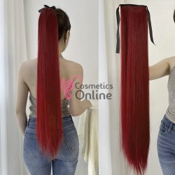 Extensie de par coada dreapta cu snur si pini 65  cm Roscat-Visiniu CYF71541350#